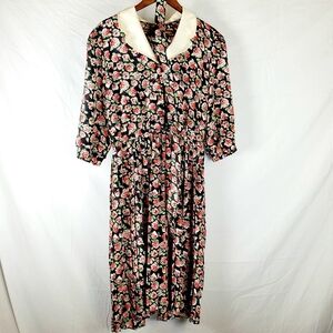 Vintage Breli Originals Cottagecore Floral Midi Dress